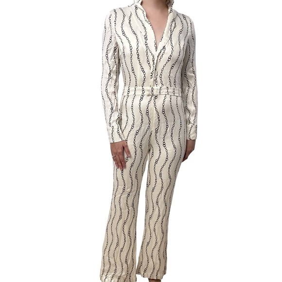 Alexis Jumpsuit Outfit Chains Ivory Formal Glam Retro Wide Leg Size Small - Picture 1 of 9